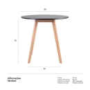 Mesa de jantar redonda Leda 80 cm - Preto