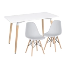 Mesa de Jantar Retangular Eames 60 x 120 cm + 2 Cadeiras Eiffel DSW - Cinza claro