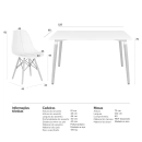 Mesa de jantar retangular Eames 60 x 120 cm branco + 4 cadeiras Eiffel DSW Branco