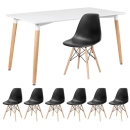 Mesa de jantar retangular Eames 80 x 140 cm + 6 cadeiras Eiffel DSW - Preto
