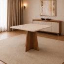 Mesa de jantar Siena Laráz Quadrada com tampo Off White 90x90 cm