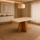Mesa de jantar Siena Laráz Retangular com tampo Off White 120x80 cm