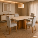 Mesa de jantar Siena Laráz Retangular com tampo Off White 120x80 cm