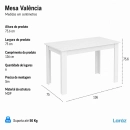 Mesa de Jantar Valência Laráz Retangular com tampo em Madeira 135x75 cm