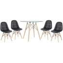 Mesa de vidro Eames 90 cm + 4 cadeiras Eames Botonê - Preto