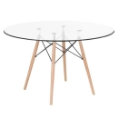 Mesa Eames com tampo de vidro 120 cm + 4 cadeiras estofadas Eiffel Botonê - Marrom