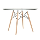 Mesa Eames com tampo de vidro 120 cm + 4 cadeiras estofadas Eiffel Botonê - Marrom