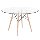 Mesa Eames com tampo de vidro 120 cm + 6 cadeiras estofadas Eiffel Botonê - Cinza Escuro