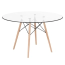 Mesa Eames com tampo de vidro 120 cm + 6 cadeiras estofadas Eiffel Botonê - Preto