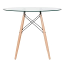 Mesa Redonda de Vidro Eames 90 cm + 4 Cadeiras Eames Eiffel DAW - Nude