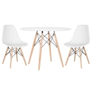Mesa redonda Eames 100 cm branco + 2 cadeiras Eiffel Dsw - Branco