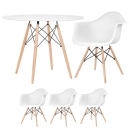 Mesa redonda Eames 100 cm branco + 3 cadeiras Eiffel DAW - Branco
