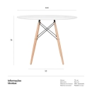 Mesa redonda Eames 100 cm branco + 4 cadeiras Eiffel DAW - Branco