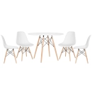 Mesa redonda Eames 100 cm branco + 4 cadeiras Eiffel DSW - Branco