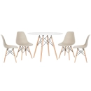Mesa redonda Eames 100 cm branco + 4 cadeiras Eiffel DSW - Nude