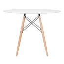 Mesa redonda Eames 100 cm branco + 4 cadeiras estofadas Eiffel Botonê - Branco