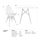 Mesa redonda Eames 100 cm branco + 4 cadeiras estofadas Eiffel Botonê - Branco