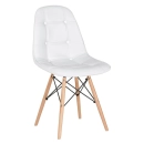 Mesa redonda Eames 100 cm branco + 4 cadeiras estofadas Eiffel Botonê - Branco