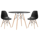 Mesa redonda Eames 100 cm preto + 2 cadeiras Eiffel DSW Preto