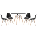 Mesa redonda Eames 100 cm preto + 4 cadeiras Eiffel DSW - Preto