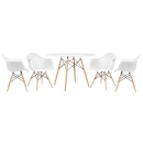Mesa redonda Eames 120 cm + 4 cadeiras Eames DAW - Branco