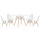 Mesa redonda Eames 120 cm + 4 cadeiras Eames DSW - Branco