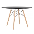 Mesa redonda Eames 120 cm + 6 cadeiras Eames DSW - Preto