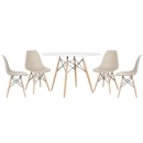 Mesa redonda Eames 120 cm branco + 4 cadeiras Eiffel Dsw - Nude