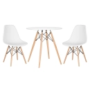 Mesa redonda Eames 70 cm + 2 cadeiras Eiffel DSW - Branco
