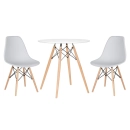 Mesa redonda Eames 70 cm + 2 cadeiras Eiffel DSW - Cinza claro