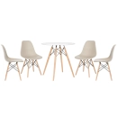 Mesa redonda Eames 70 cm + 2 cadeiras Eiffel DSW - Nude