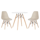 Mesa redonda Eames 70 cm + 2 cadeiras Eiffel DSW - Nude