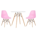 Mesa redonda Eames 70 cm + 2 cadeiras Eiffel DSW - Rosa