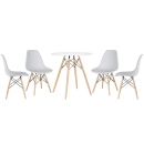 Mesa redonda Eames 70 cm + 4 cadeiras Eiffel DSW - Cinza claro