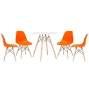 Mesa redonda Eames 70 cm + 4 cadeiras Eiffel DSW - Laranja