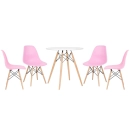 Mesa redonda Eames 70 cm + 4 cadeiras Eiffel DSW - Rosa