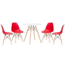 Mesa redonda Eames 70 cm + 4 cadeiras Eiffel DSW - Vermelho