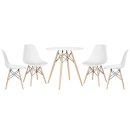 Mesa Redonda Eames 70 cm Branco + 4 Cadeiras Eames DSW - Branco