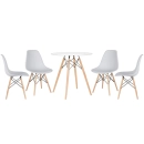 Mesa redonda Eames 70 cm branco + 4 cadeiras Eiffel Dsw Cinza claro