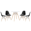 Mesa redonda Eames 70 cm branco + 4 cadeiras Eiffel Dsw - Preto