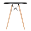 Mesa redonda Eames 70 cm preto + 2 cadeiras Eiffel DSW - Rosa