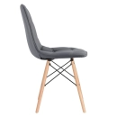 Mesa redonda Eames 80 cm preto + 4 cadeiras estofadas Eiffel Botonê Cinza escuro