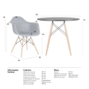 Mesa redonda Eames 90 cm + 4 cadeiras Eiffel DAW - Cinza Escuro