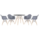 Mesa redonda Eames 90 cm + 4 cadeiras Eiffel DAW - Cinza Escuro