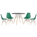Mesa redonda Eames 90 cm + 4 cadeiras Eiffel DSW - Verde Escuro