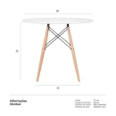 Mesa redonda Eames 90 cm branco + 4 cadeiras Eames Eiffel DSW - Nude