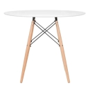 Mesa redonda Eames 90 cm branco + 4 cadeiras Eames Eiffel DSW - Nude