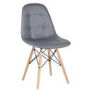 Mesa redonda Eames com tampo de vidro 100 cm + 4 cadeiras Eiffel Botonê - Cinza Escuro
