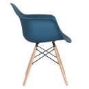 Mesa redonda Eames com tampo de vidro 100 cm + 4 cadeiras Eiffel DAW - Azul Petróleo