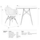 Mesa redonda Eames com tampo de vidro 100 cm + 4 cadeiras Eiffel DAW - Azul Petróleo